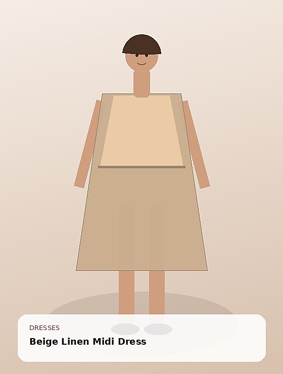 Beige Linen Midi Dress