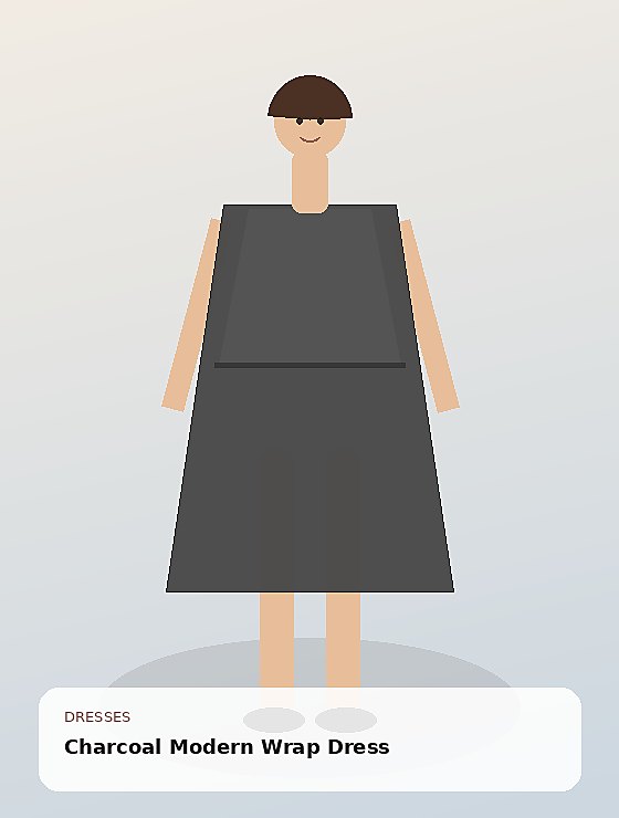 Charcoal Modern Wrap Dress