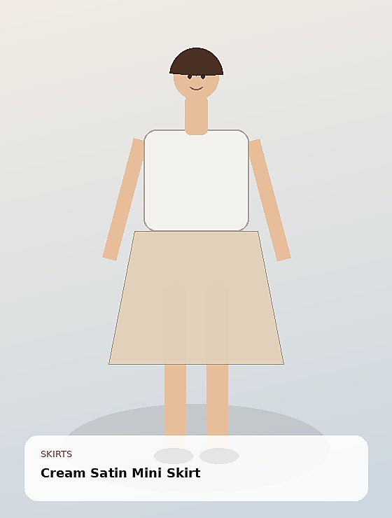 Cream Satin Mini Skirt