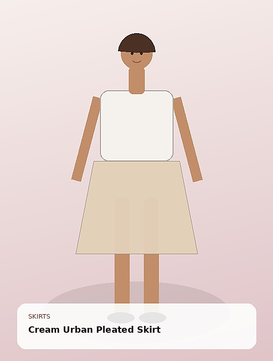 Cream Urban Pleated Skirt