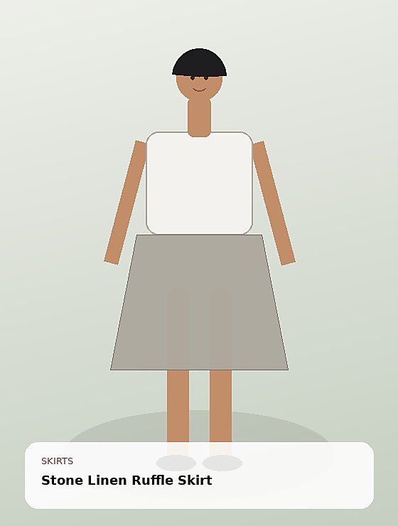 Stone Linen Ruffle Skirt