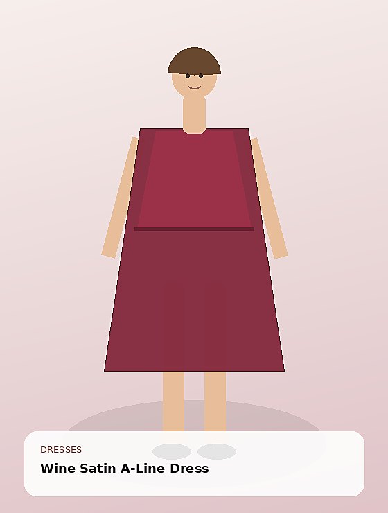 Wine Satin A-Line Dress