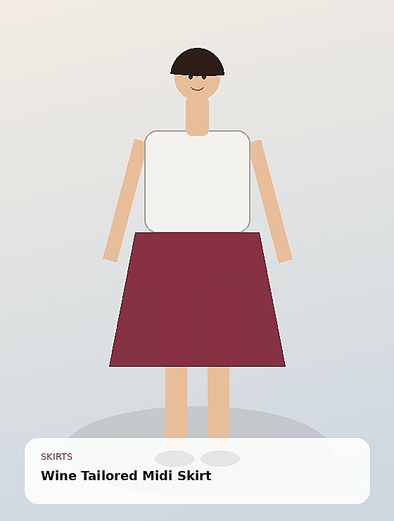 Wine Tailored Midi Skirt